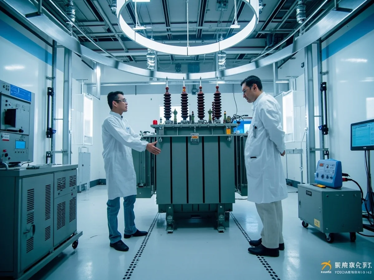 Jinxing Power provincial certified testing laboratory with engineers performing transformer quality inspection