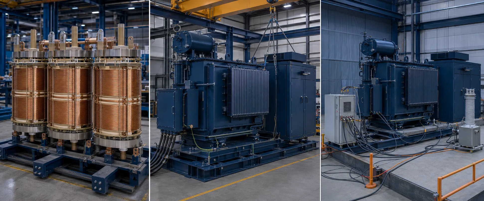 BESS transformer winding, integrated assembly and factory testing