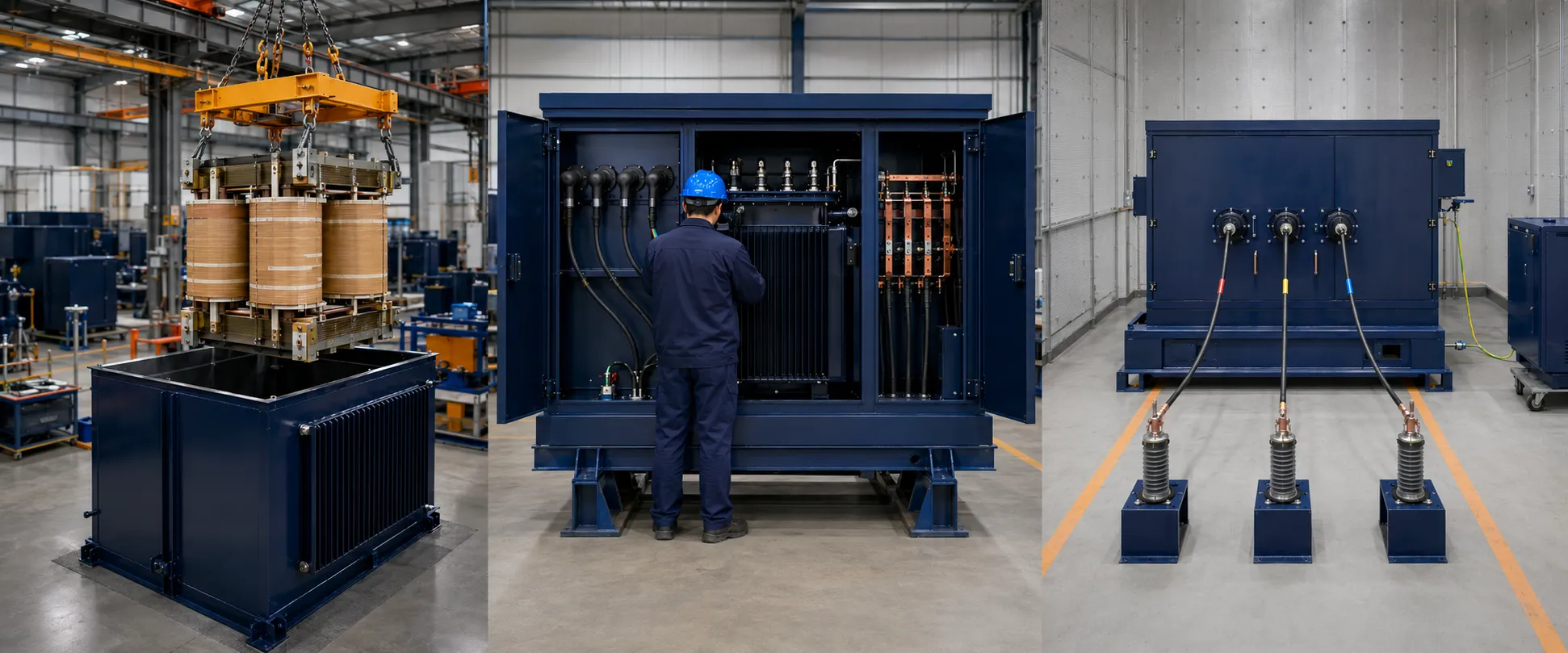 Pad-mounted transformer assembly, testing and export preparation process