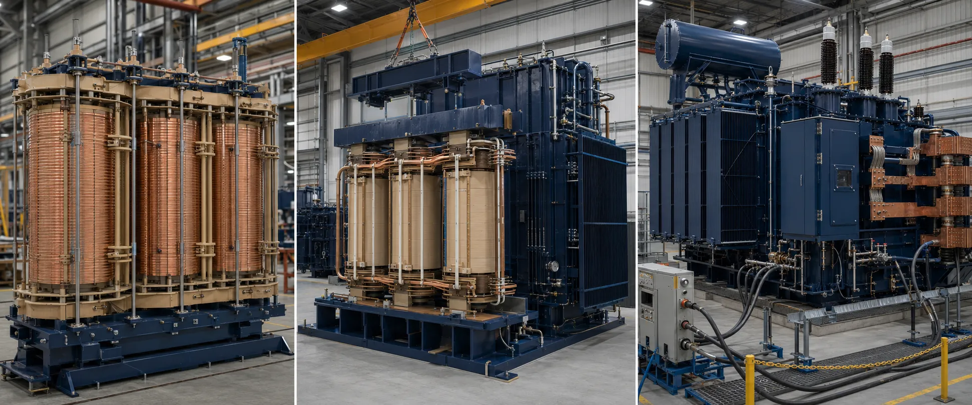 Rectifier and furnace transformer winding, mechanical assembly and temperature-rise testing