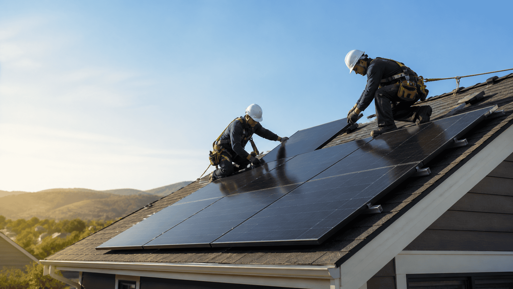 Professional rooftop solar installation in California
